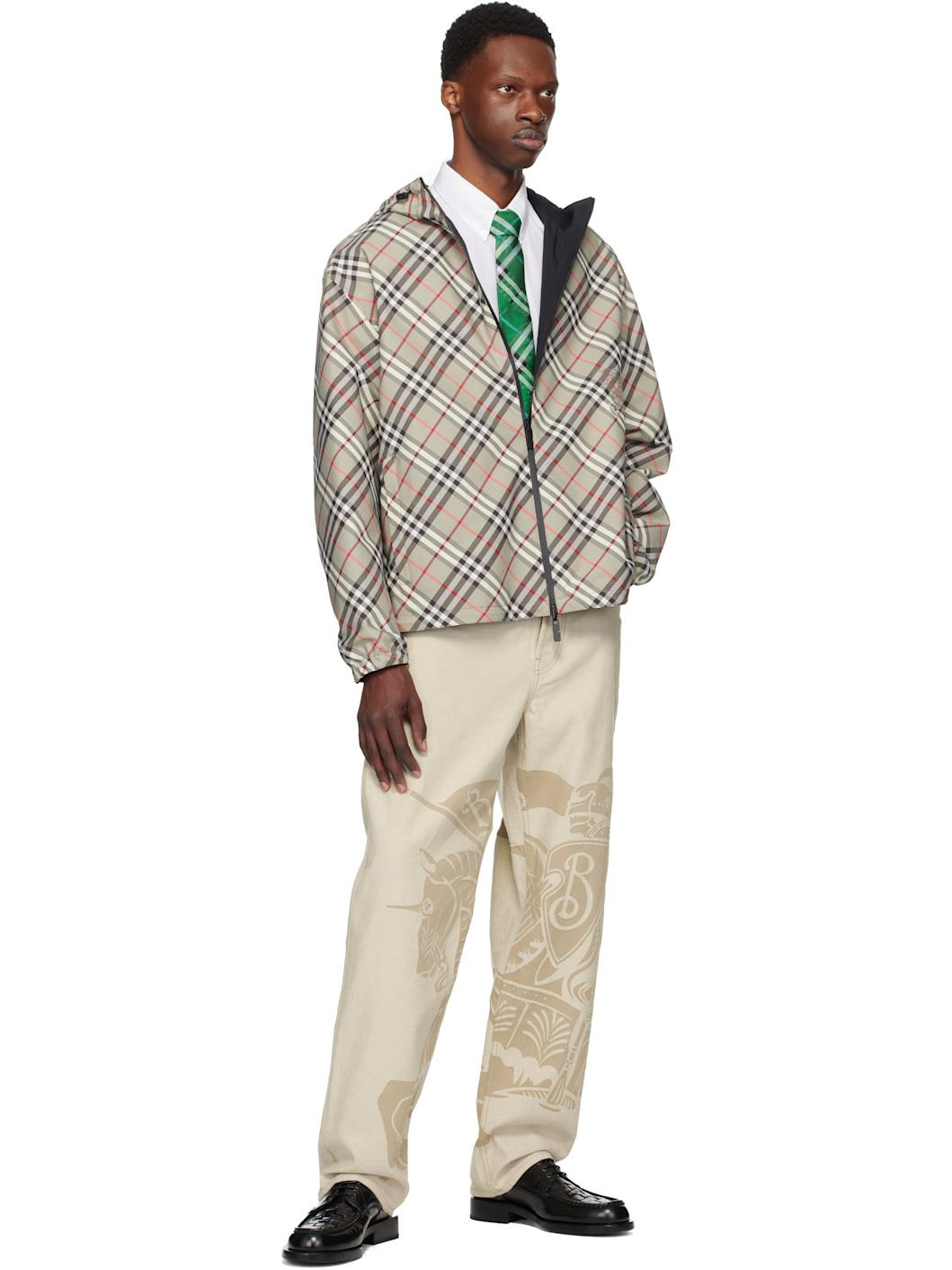 Green Check Silk Tie - 3