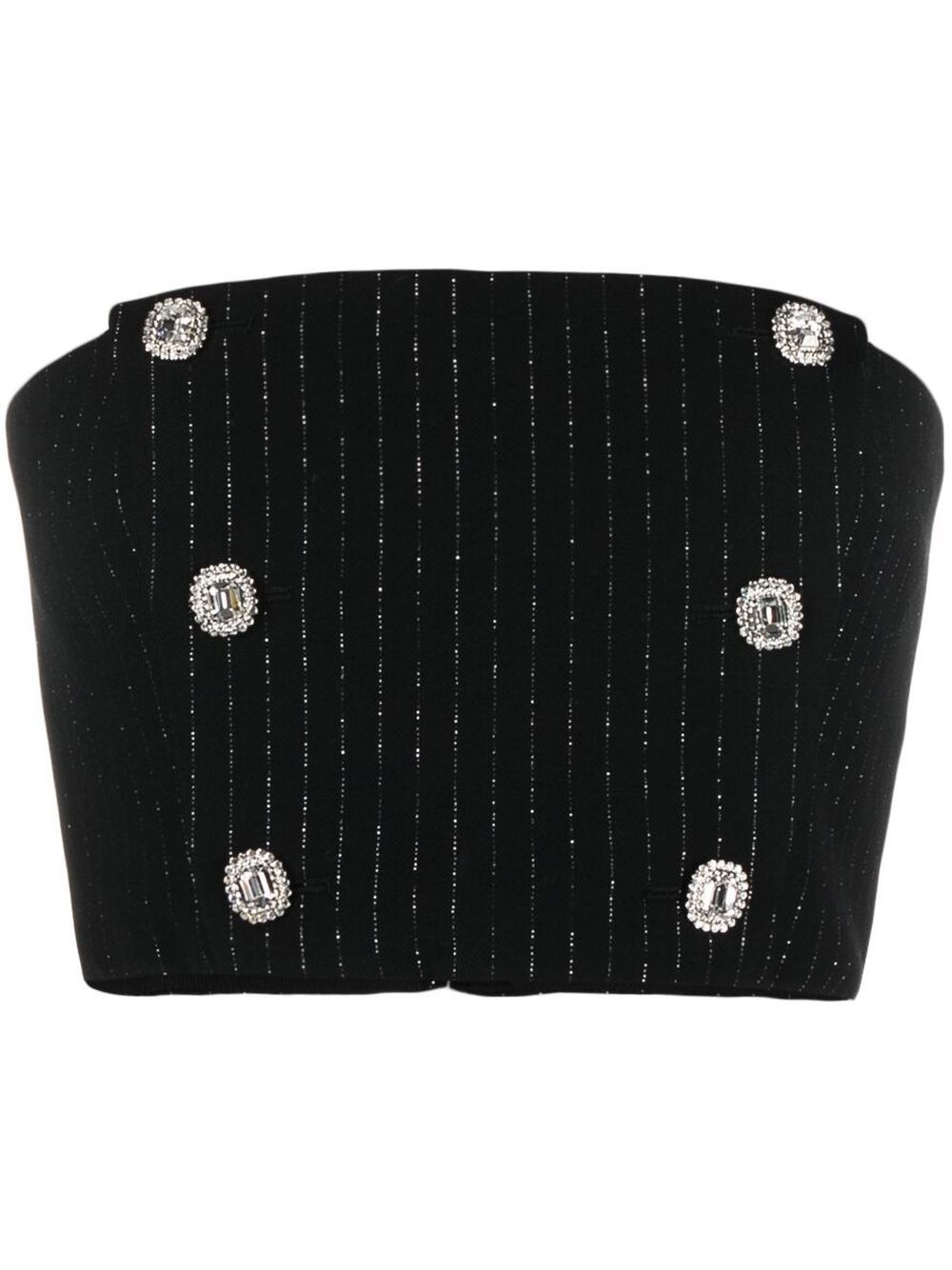 pinstripe crystal-embellished crop top - 1