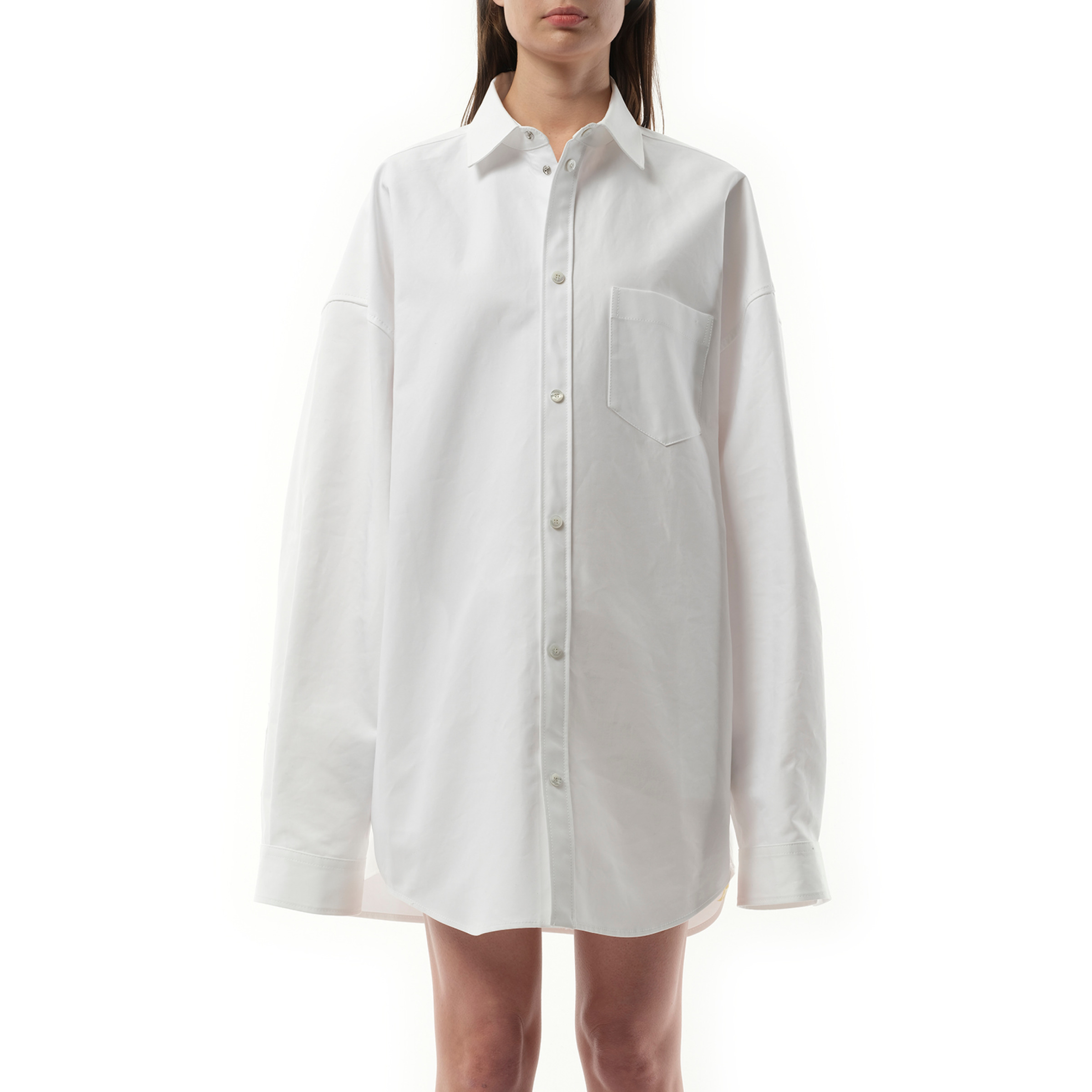 Cotton Poplin Outwear Shirt in White - 1