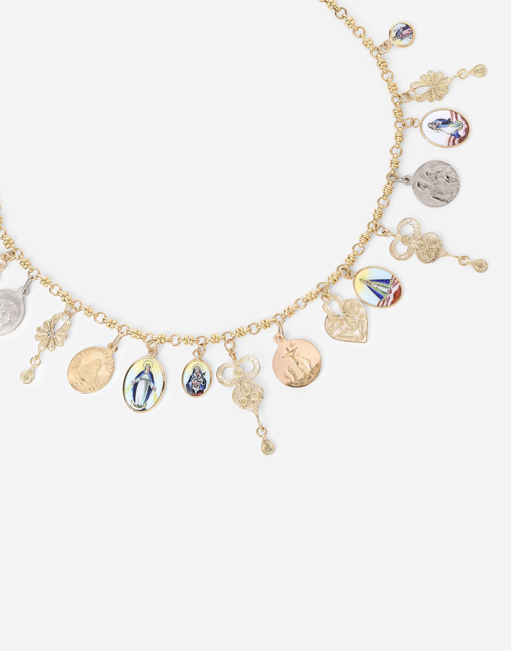 Sicily Necklace 18-carat yellow and white gold and ancient ceramic miniatures - 2
