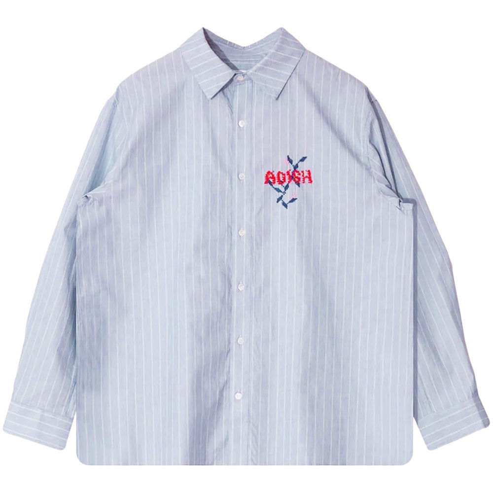 Nafnuf Logo Cotton Striped Shirt 'Light Blue' - 8