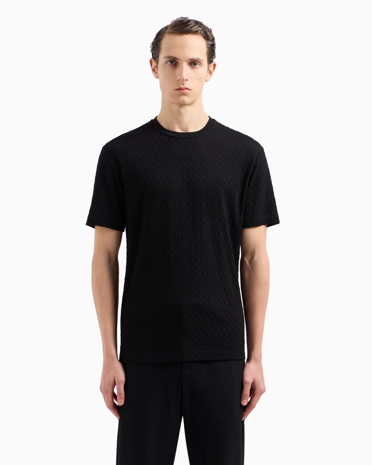 STRETCH VISCOSE-BLEND CREW-NECK T-SHIRT - 2