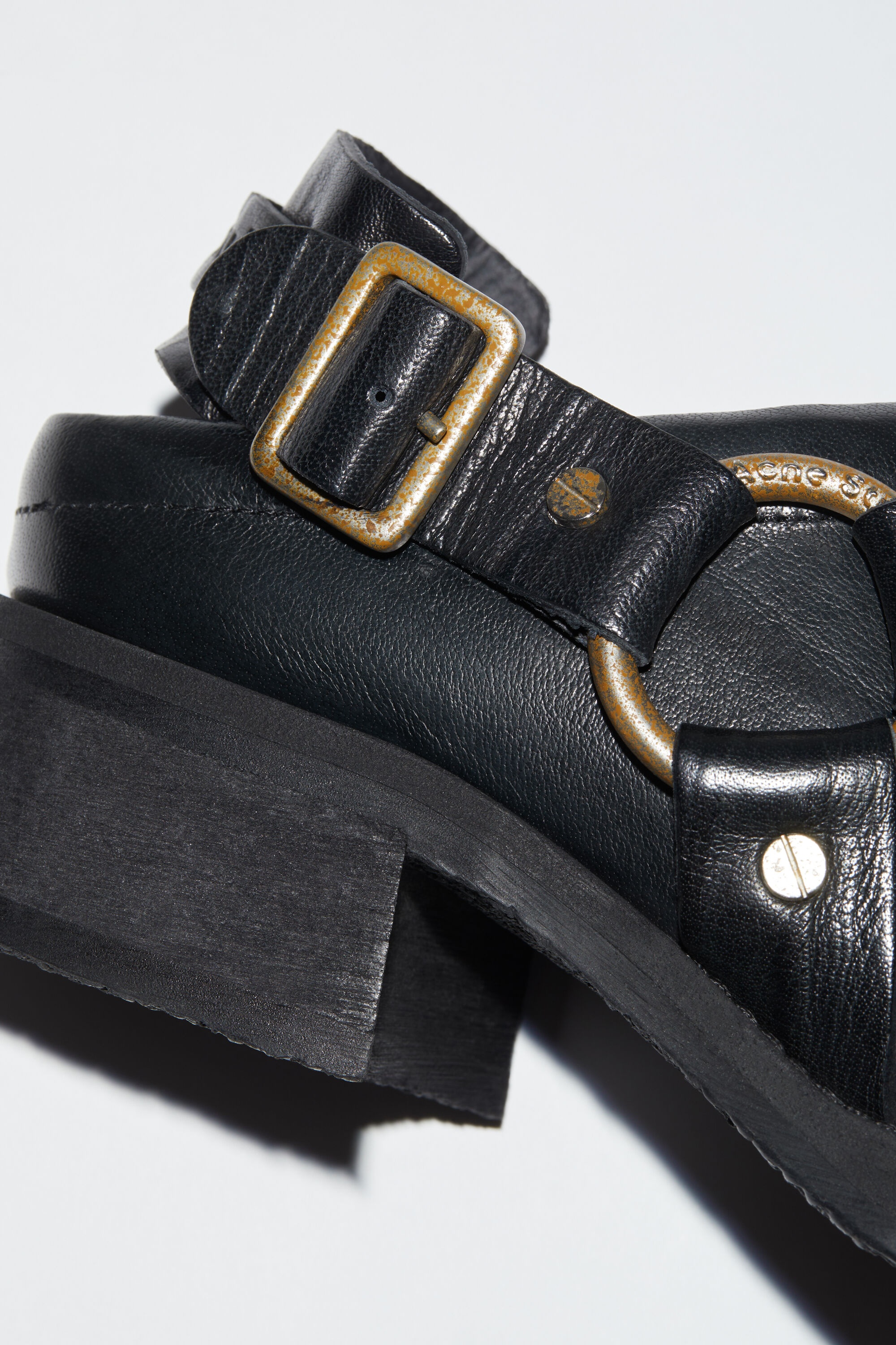 Leather buckle mule - Anthracite grey - 6