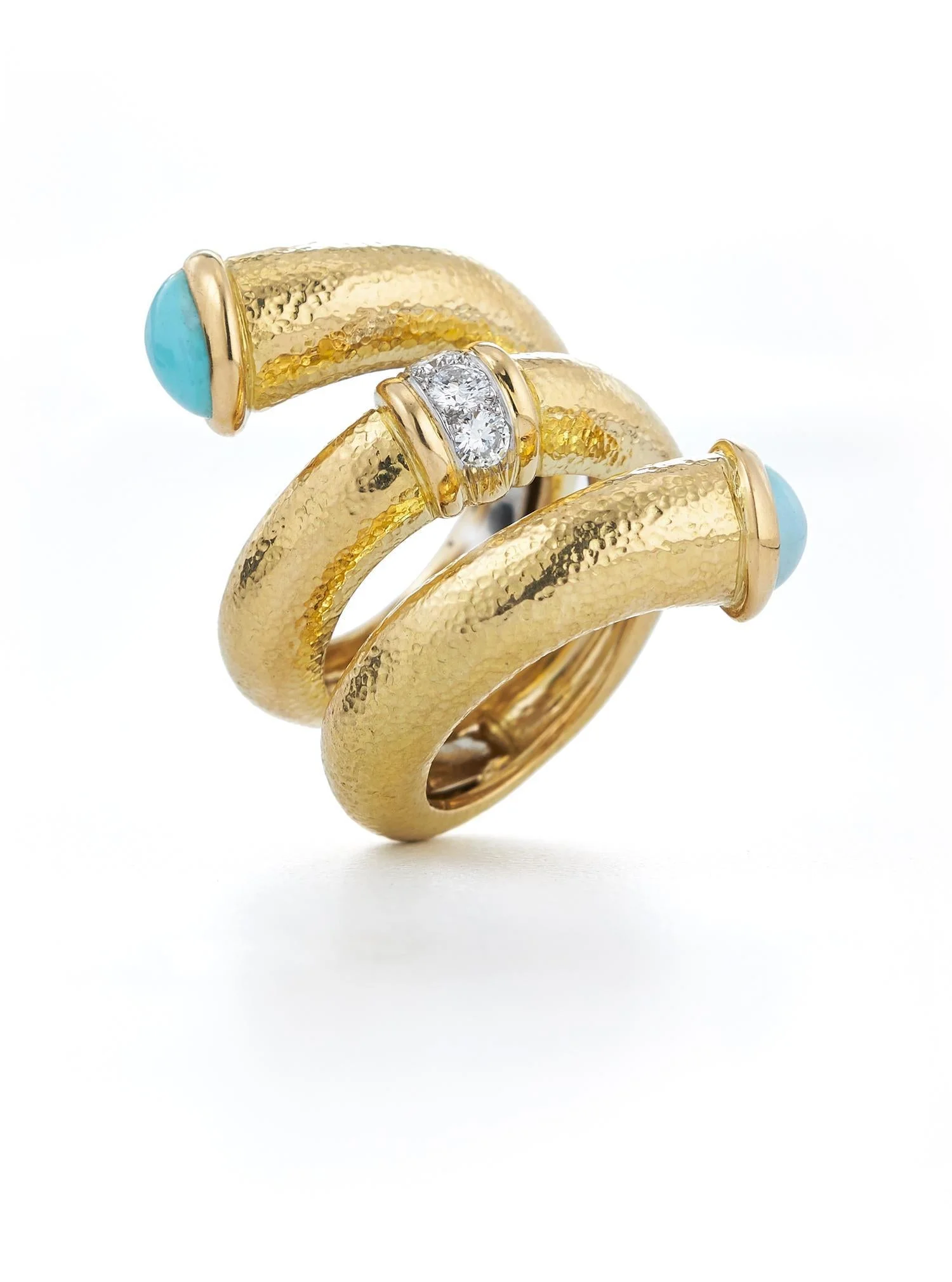 Turquoise Hammered Pipe Ring - 1