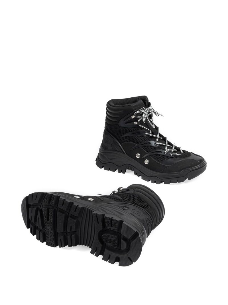 contrast-panel lace-up boots - 4