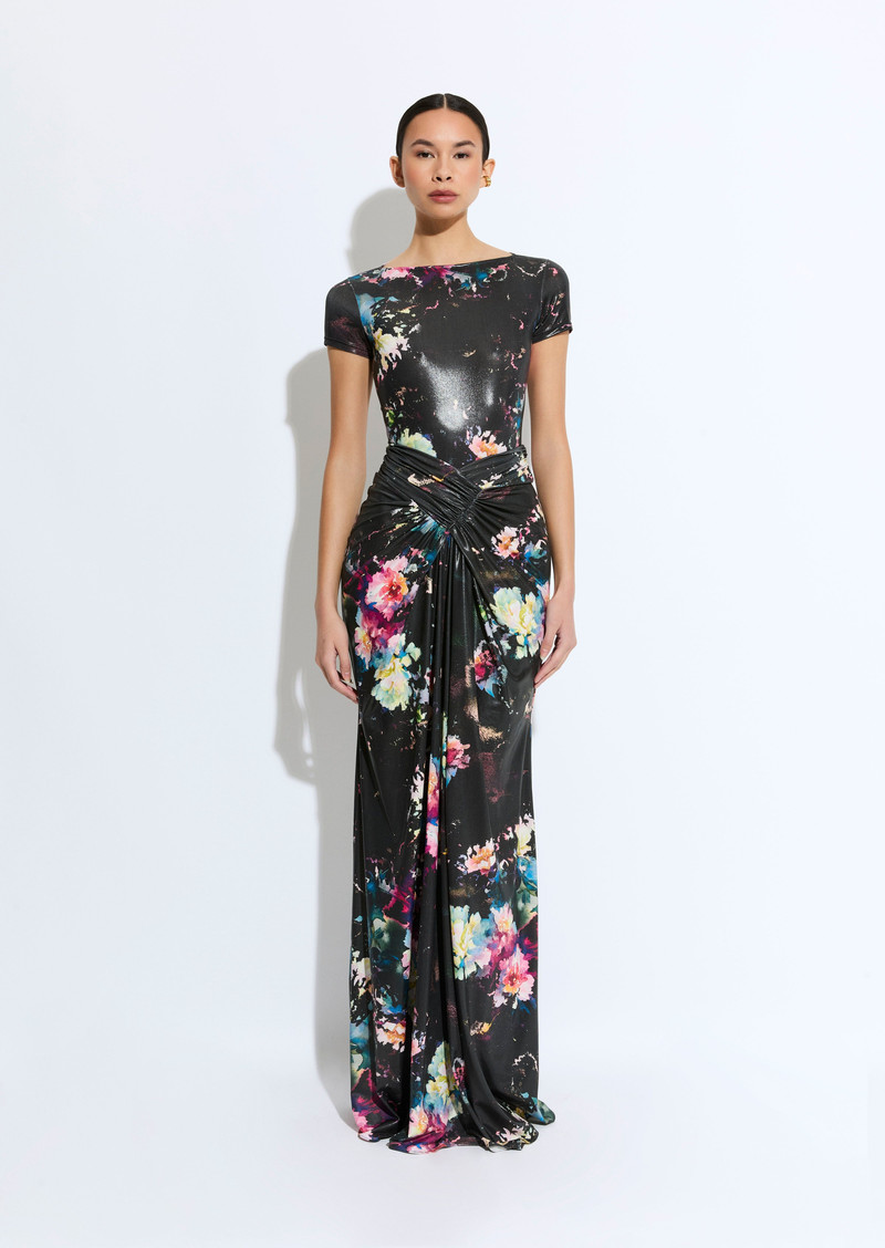 LAPOINTE Floral Jersey  Wrap Maxi Skirt outlook