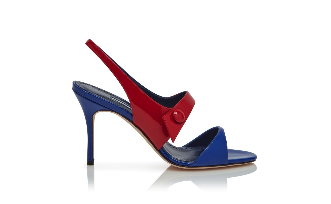 Blue Patent Leather Slingback Sandals - 1