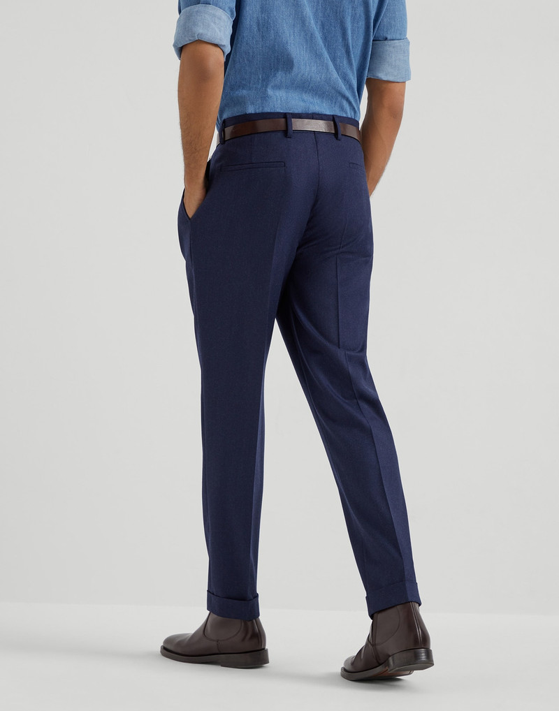 Brunello Cucinelli Virgin wool flannel leisure fit trousers with pleat outlook