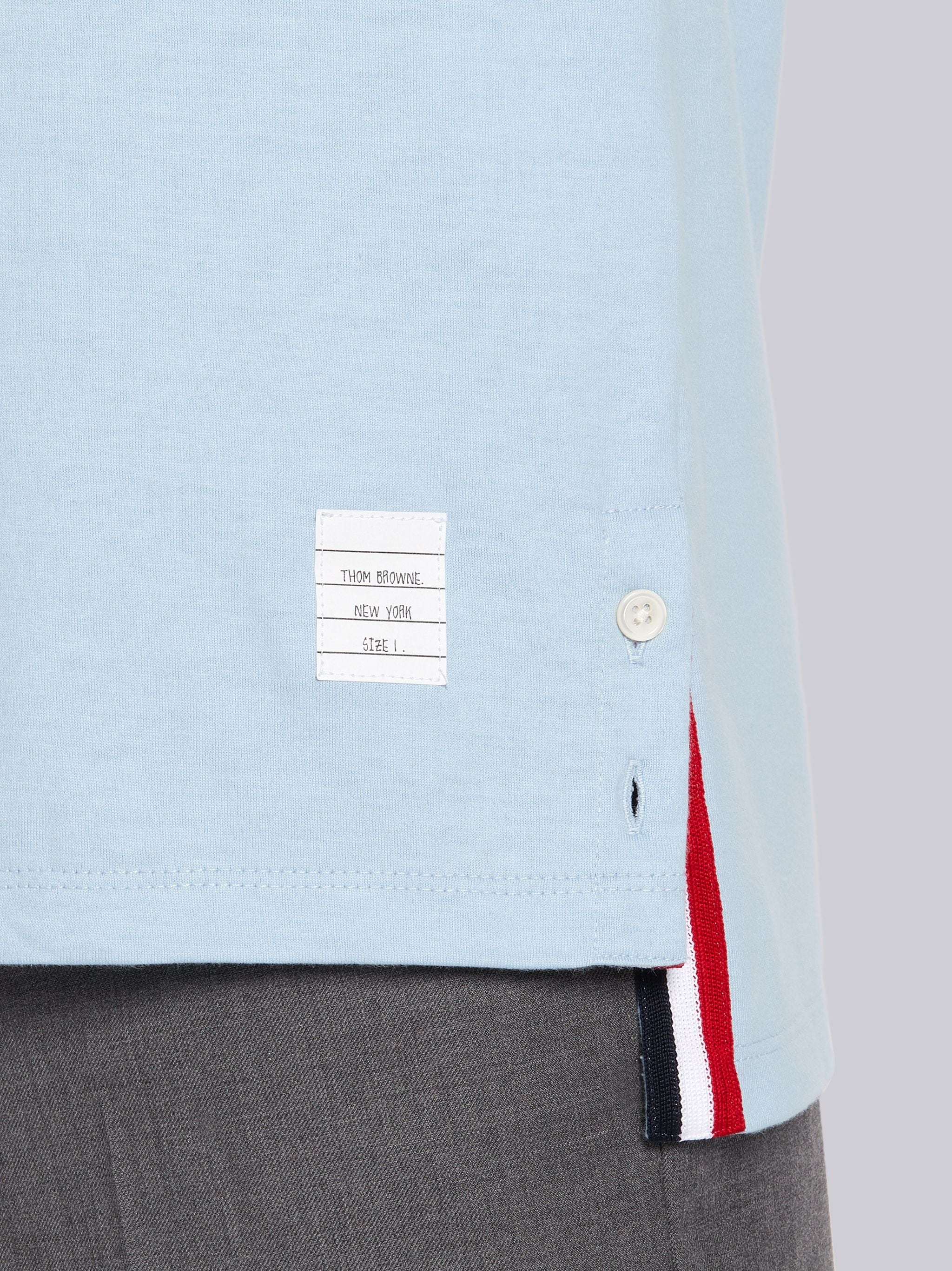 Light Blue Jersey Cotton Striped Chest Pocket Tee - 6