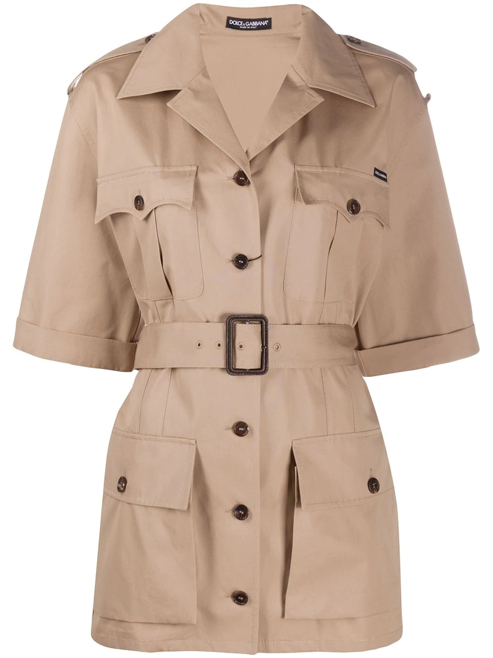 belted military jacket - 1