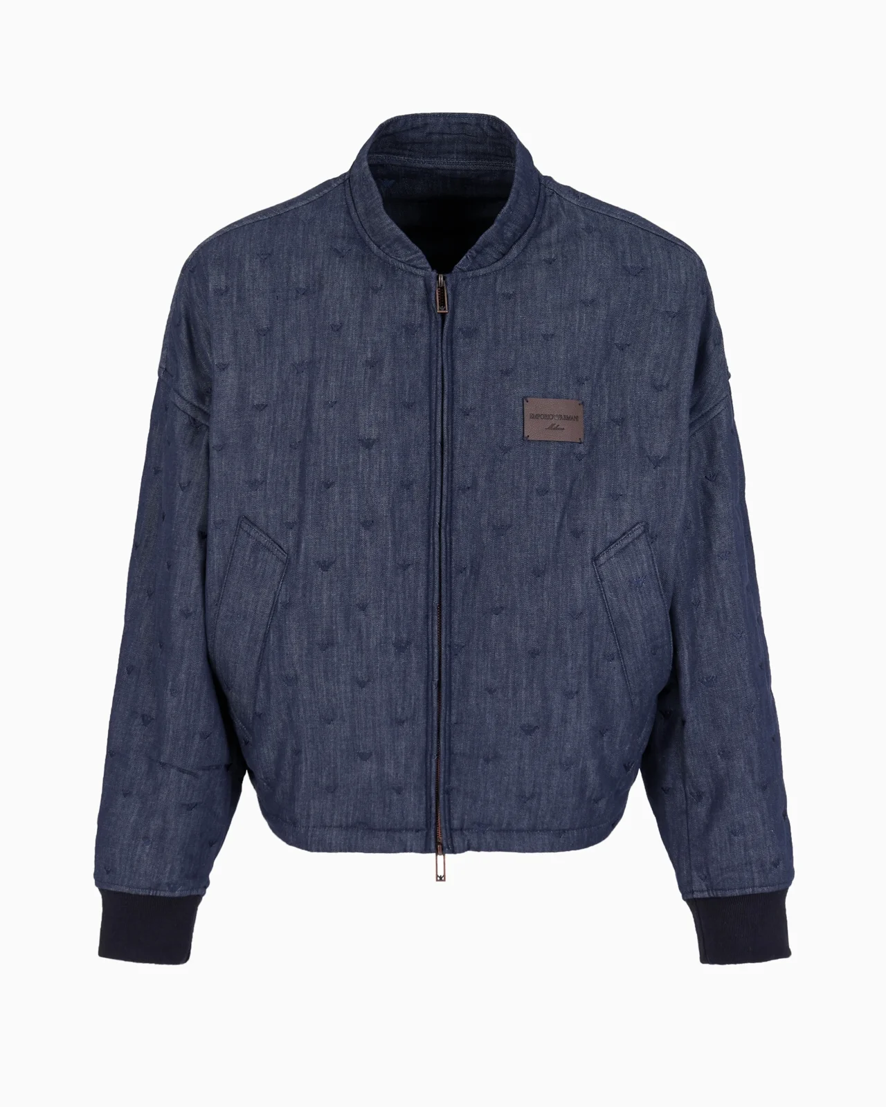 Denim jacket with all-over micro-eagle embroidery - 1