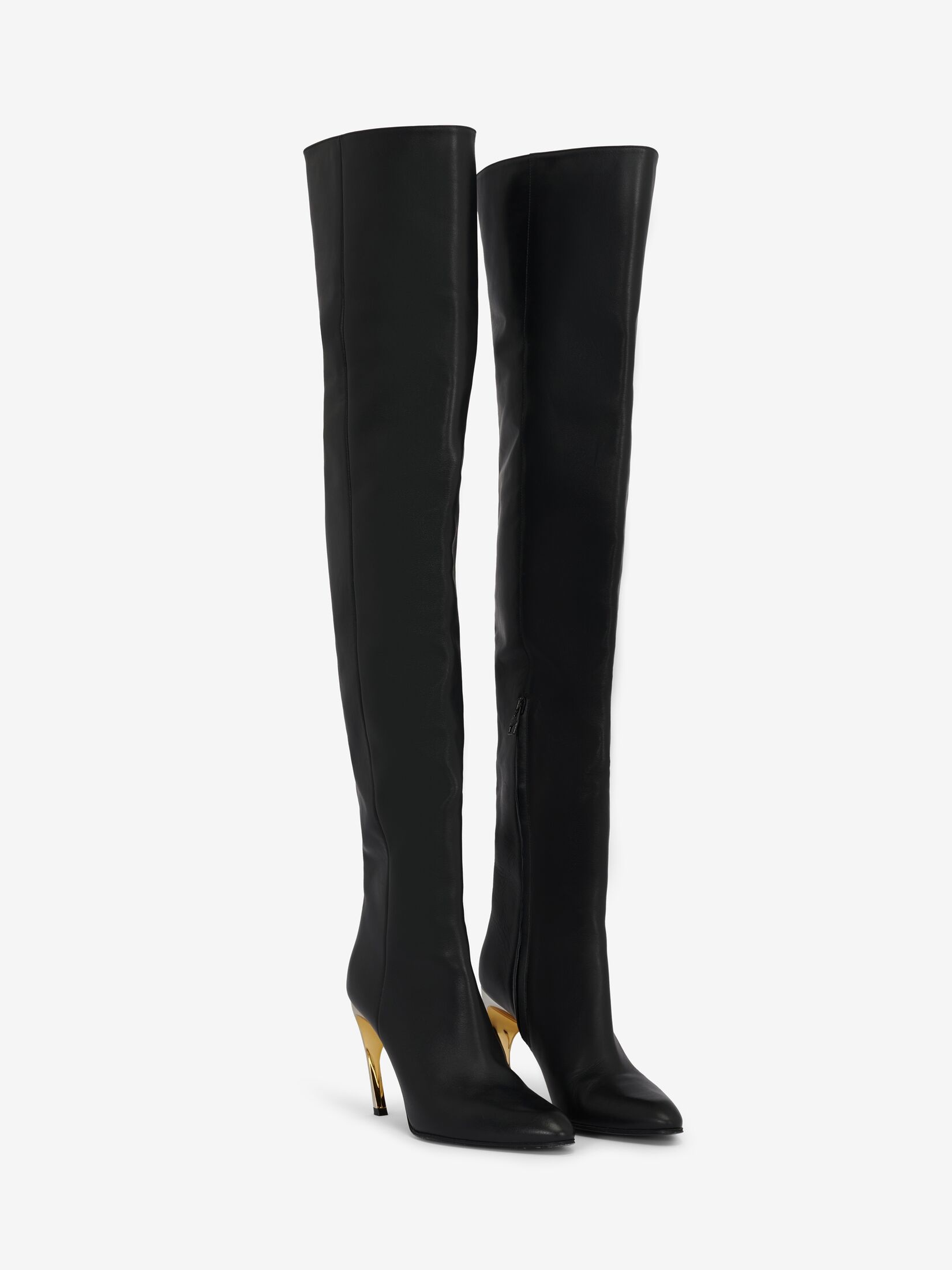 Women's Armadillo Thigh-high Boot in Black/silver/gold - 4