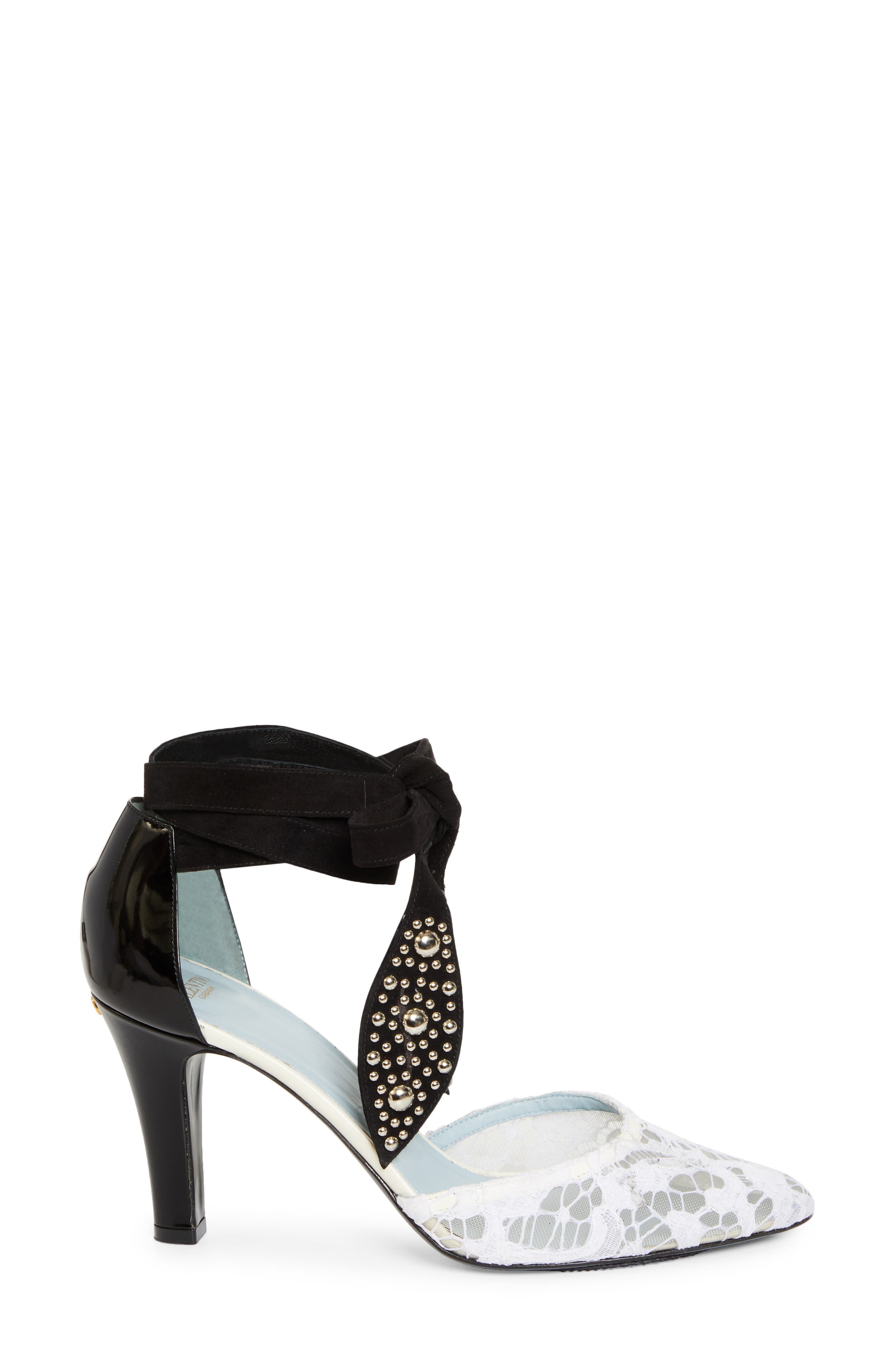 Valentino Garavani Tie Ankle Strap d'Orsay Pump in Ivory/Nero at Nordstrom - 4