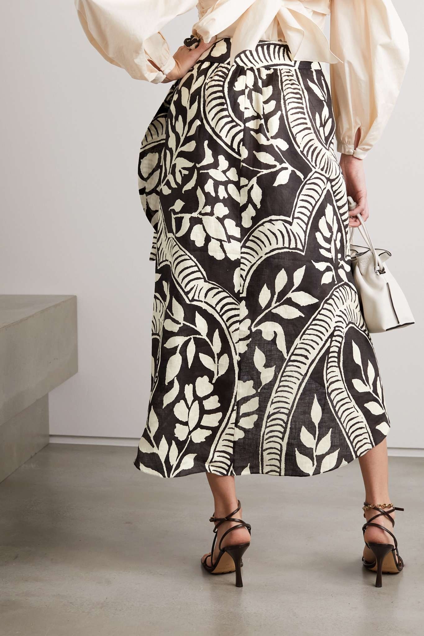 + NET SUSTAIN Zebra Found in India printed linen wrap midi skirt - 4