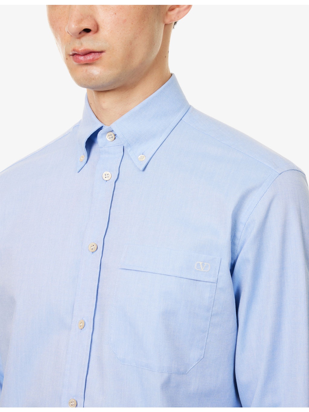 Brand-Embroidery Curved-Hem Cotton-Poplin Shirt - 5