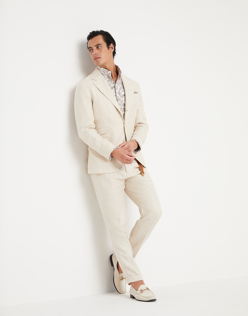 Linen, wool and silk diagonal deconstructed Cavallo blazer 5