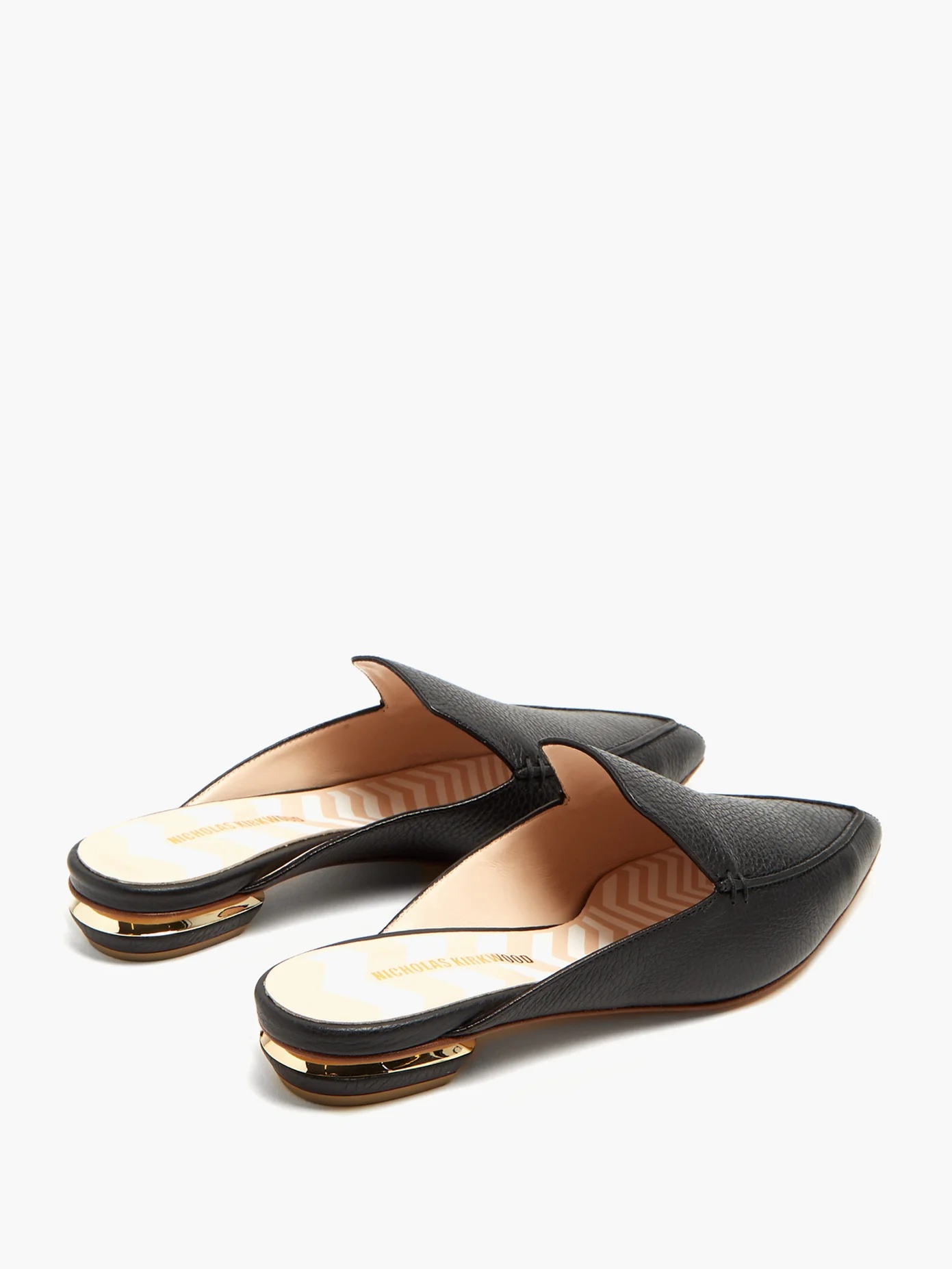 Beya grained-leather backless loafers - 4