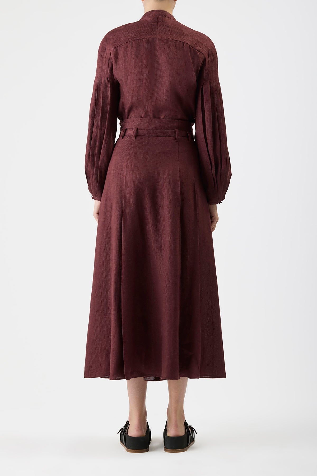 Laetitia Blouse in Deep Bordeaux Linen - 4