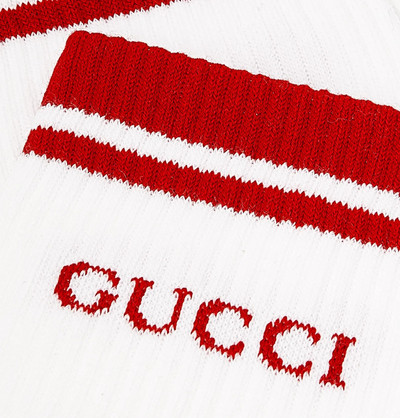 GUCCI Logo-Intarsia Ribbed Stretch Cotton-Blend Socks outlook