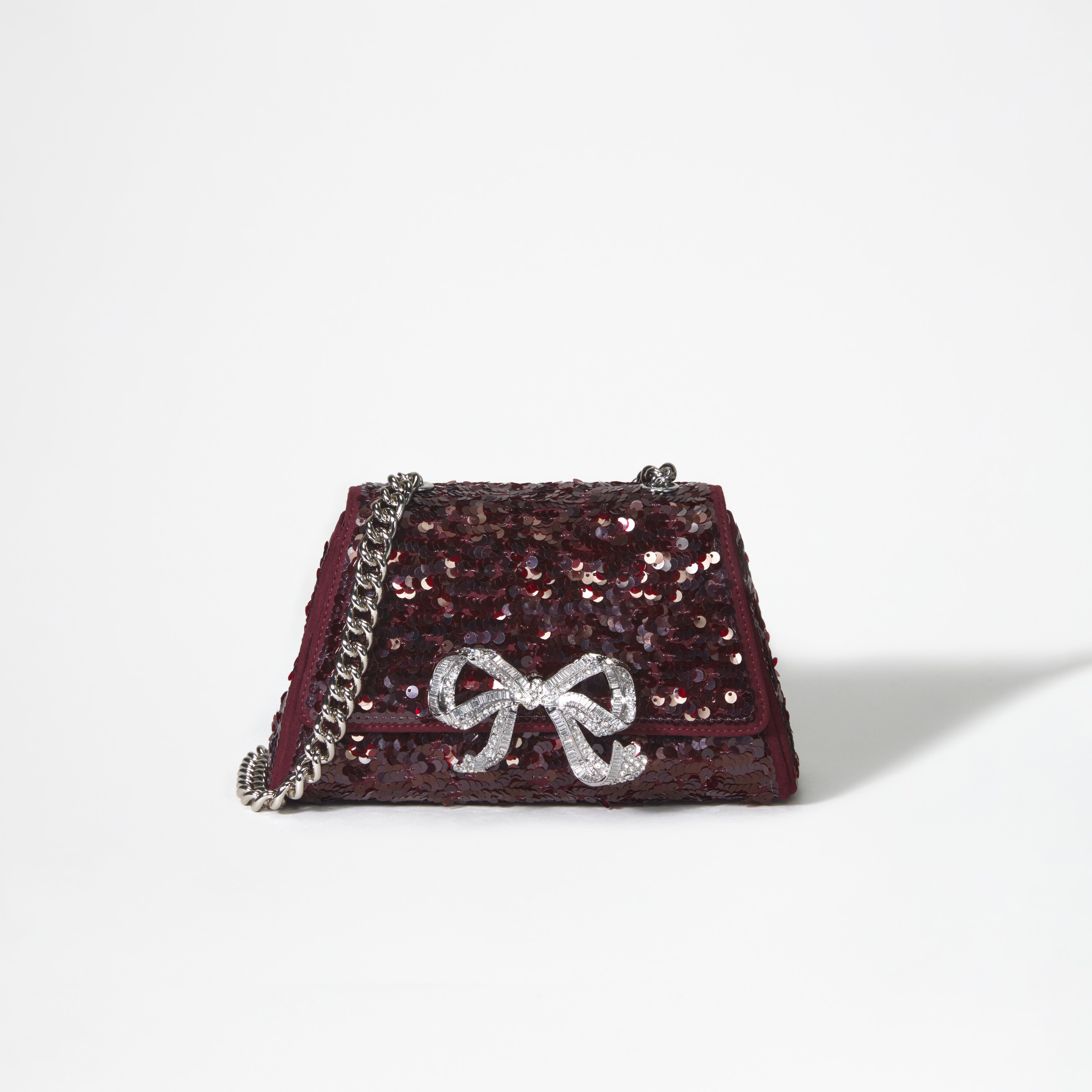 Red Sequin Bow Mini Shoulder Bag - 1