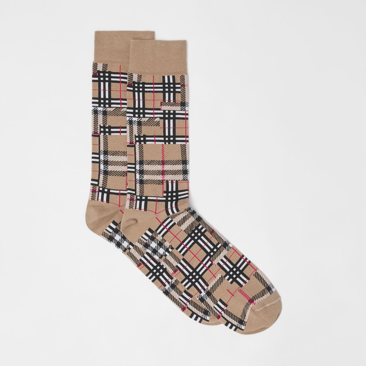 Patchwork Check Cotton Cashmere Blend Socks - 4