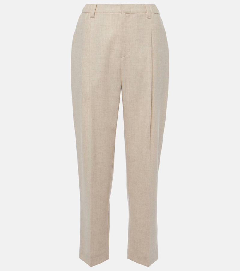 Pleated cotton straight pants - 1