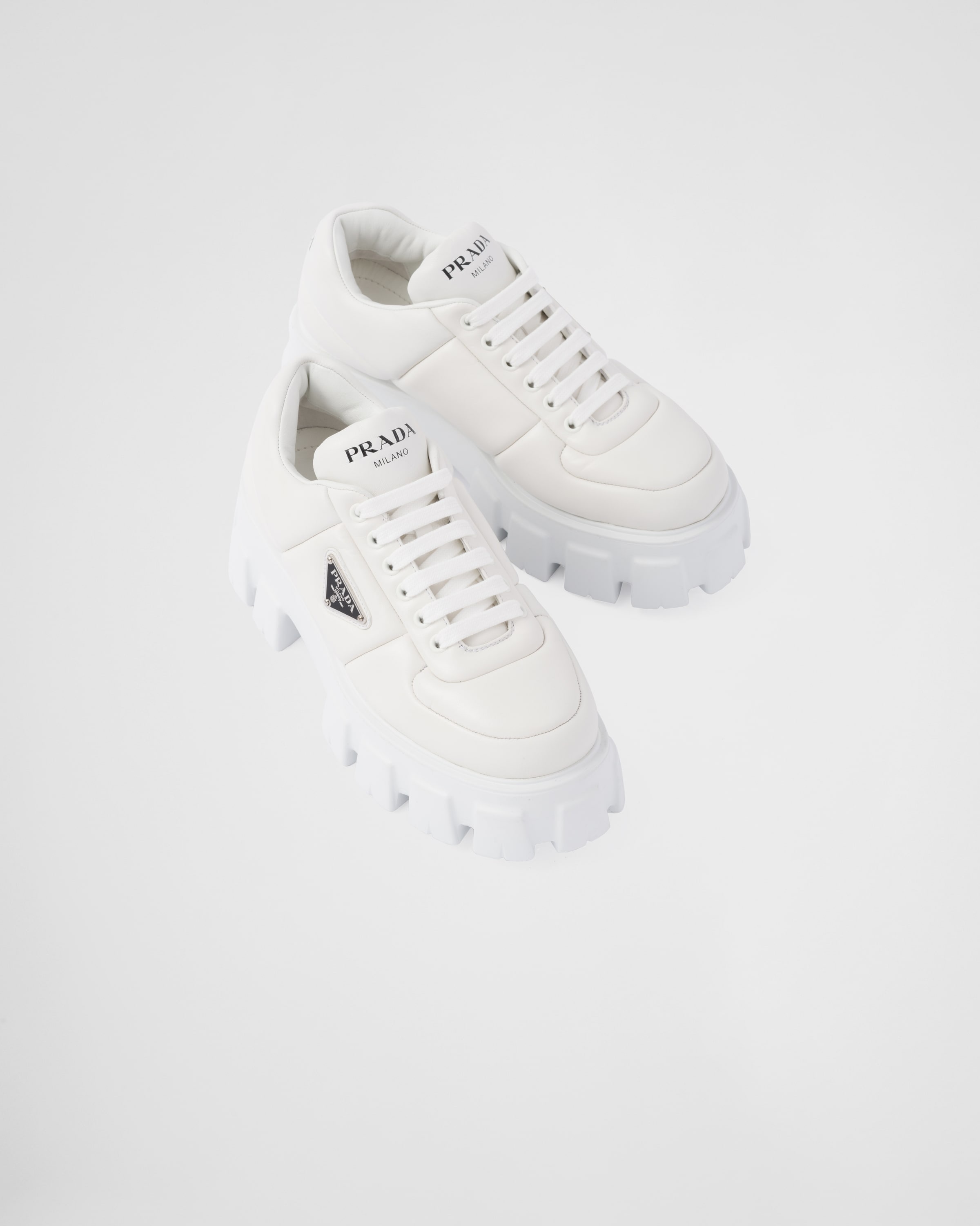Prada Soft padded nappa leather lace-up shoes | REVERSIBLE