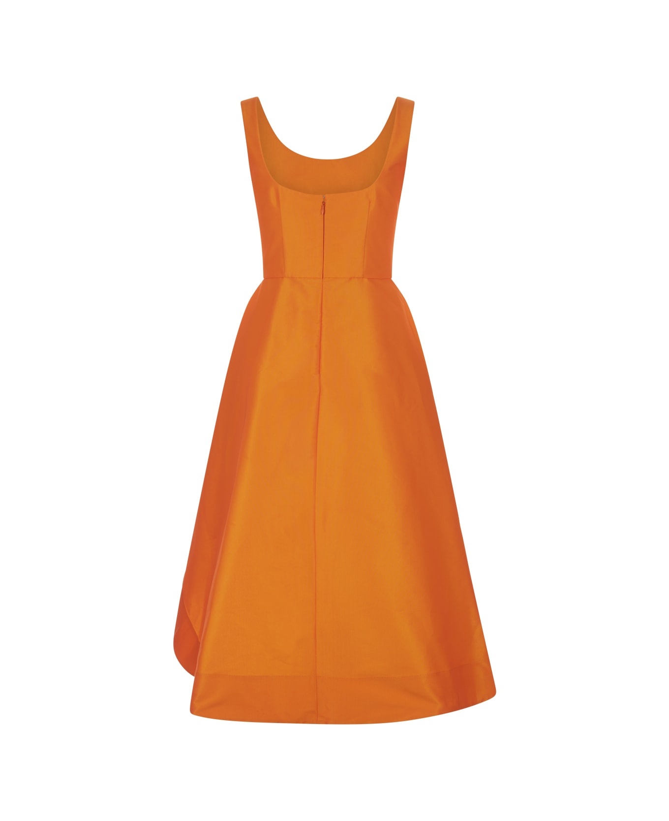 Asymmetrical And Draped Dress In Orange - 2