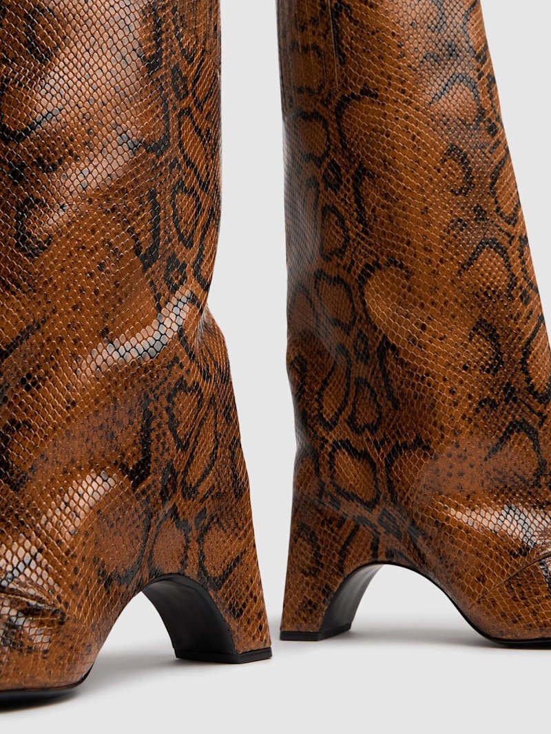 85mm Snake print leather bridge boots - 4