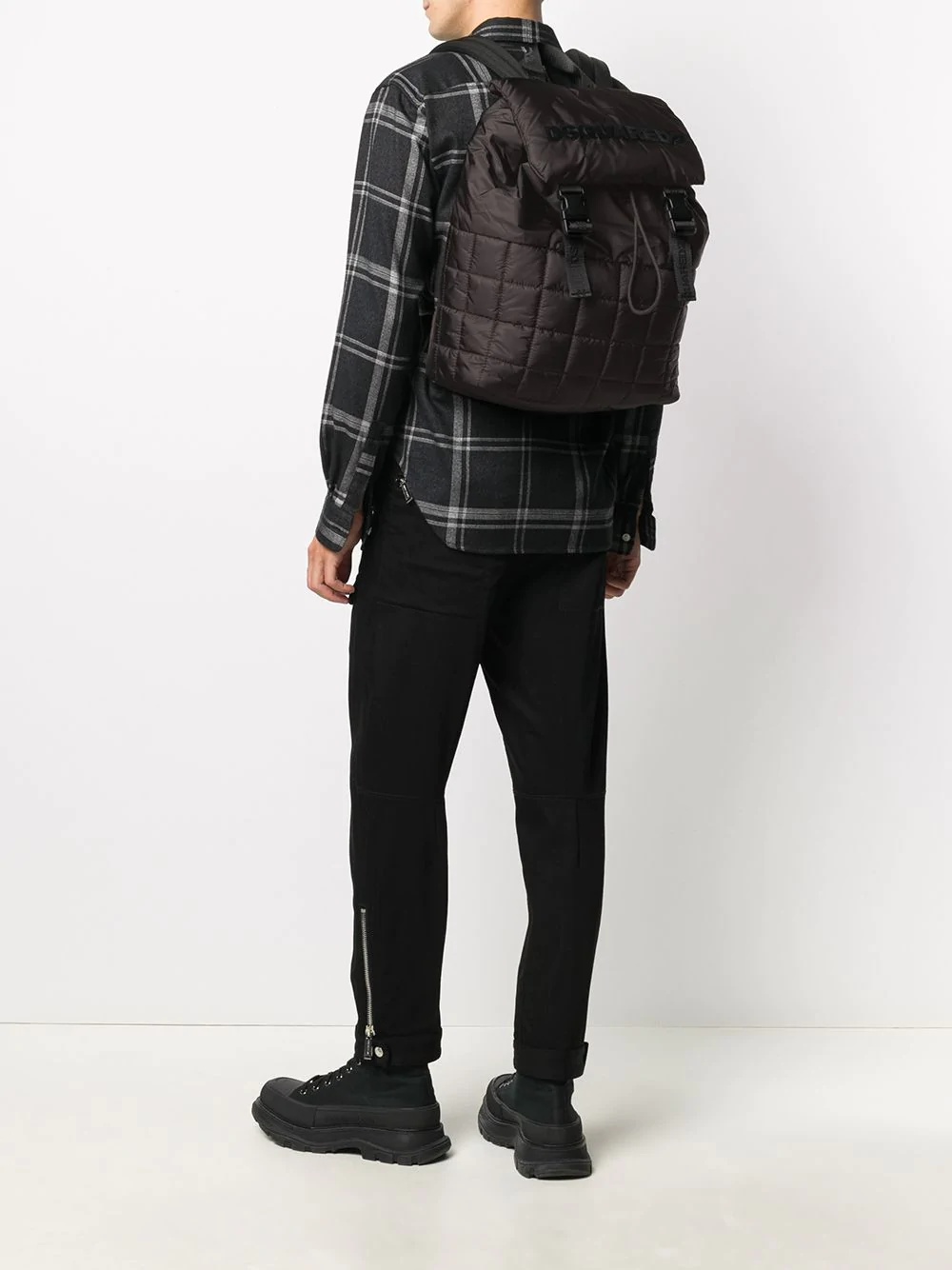 quilted logo backpack - 2