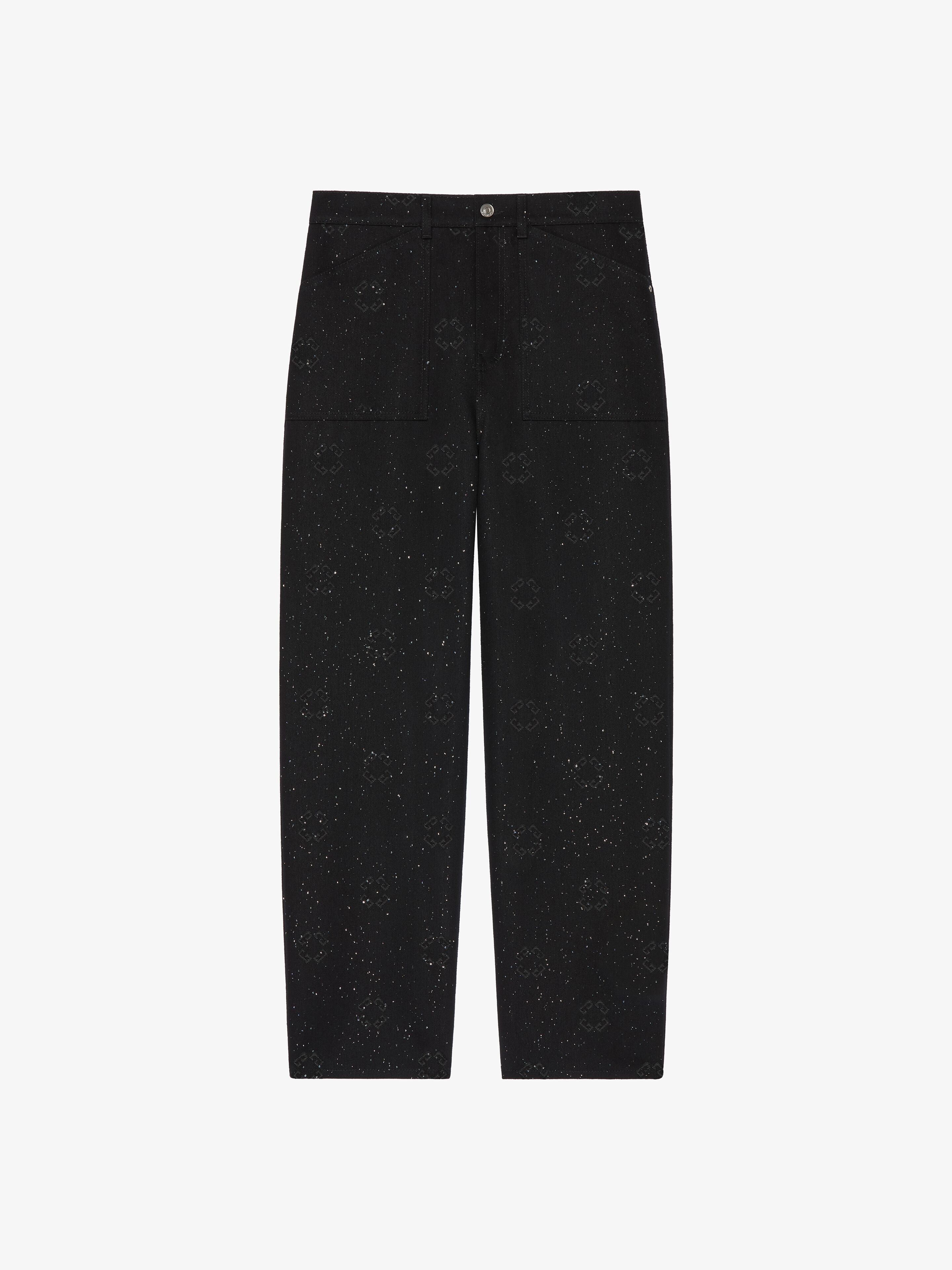 LOOSE FIT JEANS IN MONOGRAM 72 DENIM WITH SEQUINS - 1