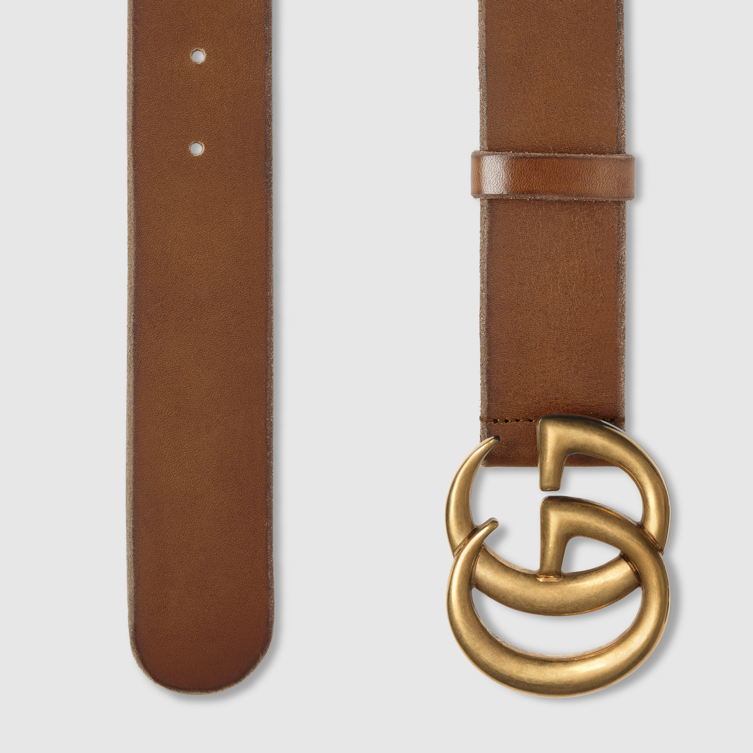 Leather belt with Double G buckle - 2
