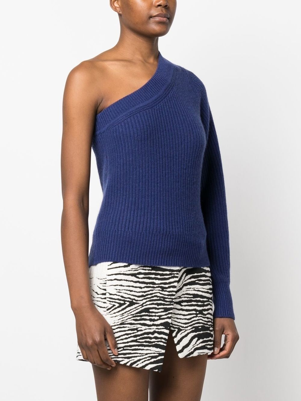 one-shoulder ribbed-knit jumper - 3