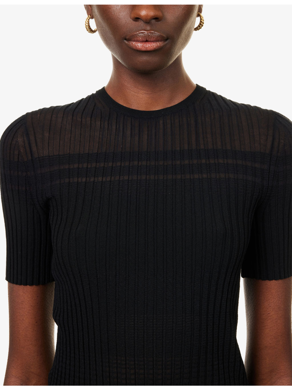 Compact Ribbed Knitted Top - 5