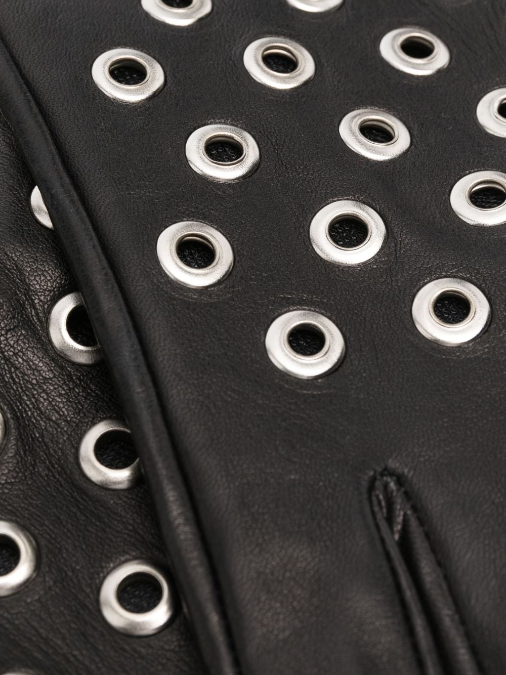 eyelet-detail leather gloves - 2