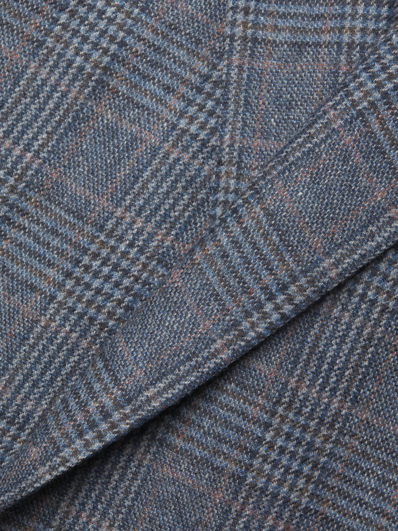 Men's Plaid Wool-Cashmere Sport Coat - Blue Brown 6