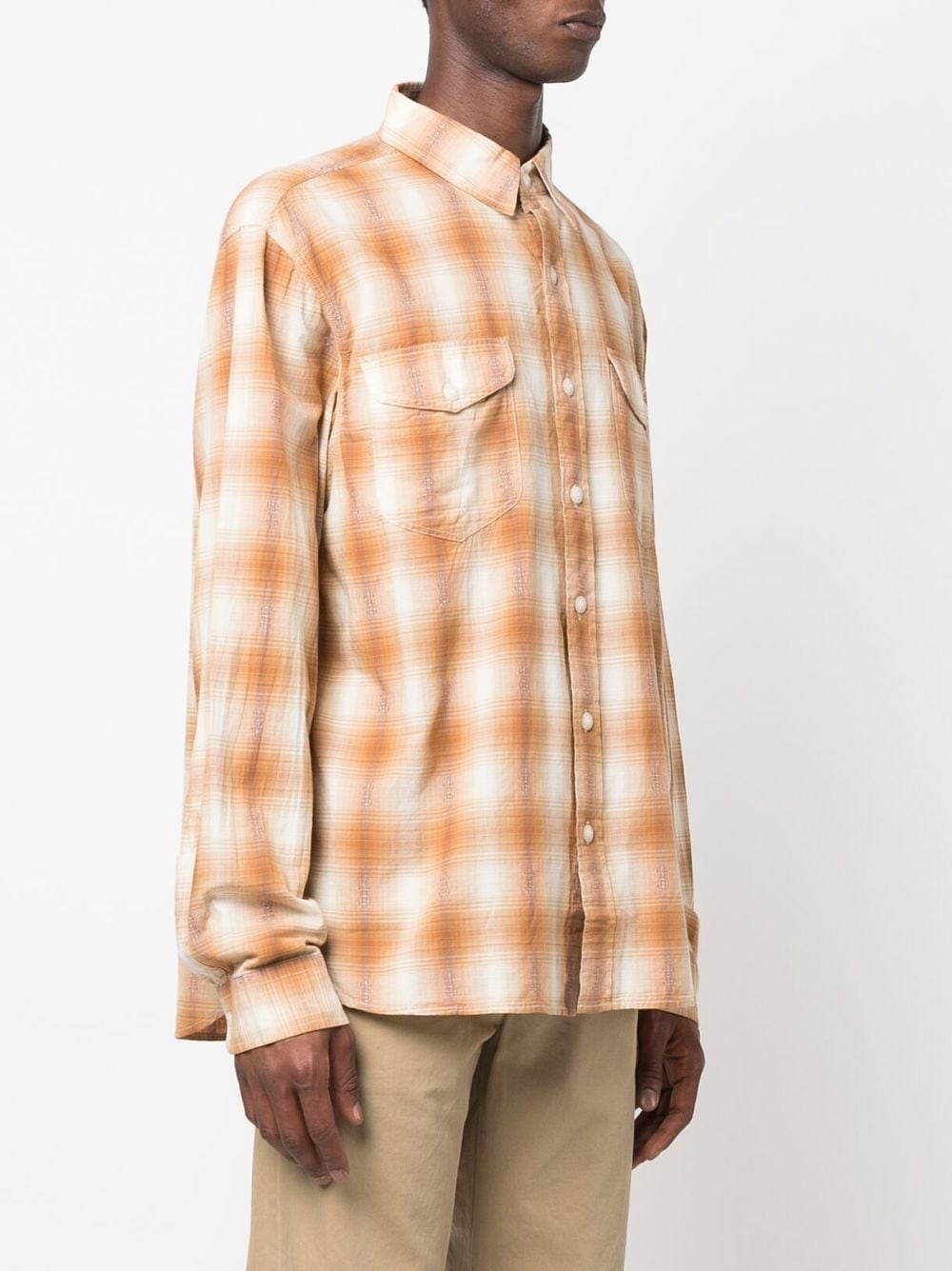 check-print long-sleeve shirt - 3