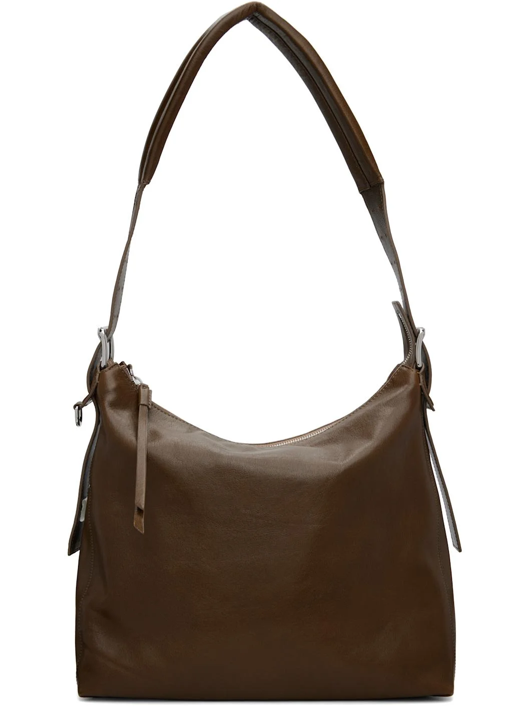 Brown Small Belted Leather Bag - 1