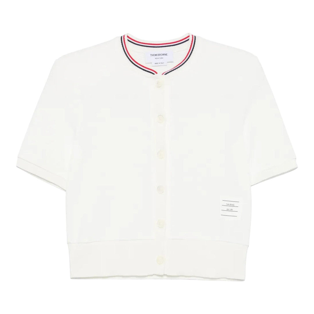 Short Sleeve Crew Neck Cardigan - 1