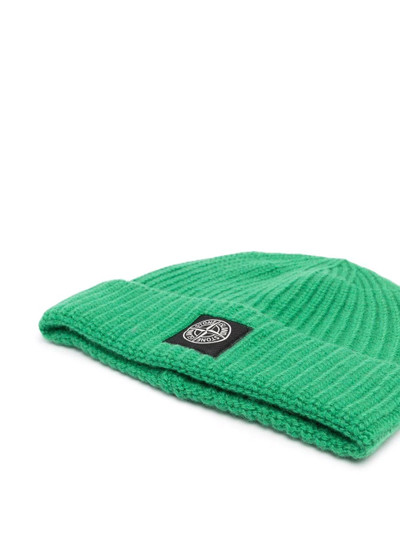 Stone Island logo-patch knitted beanie outlook