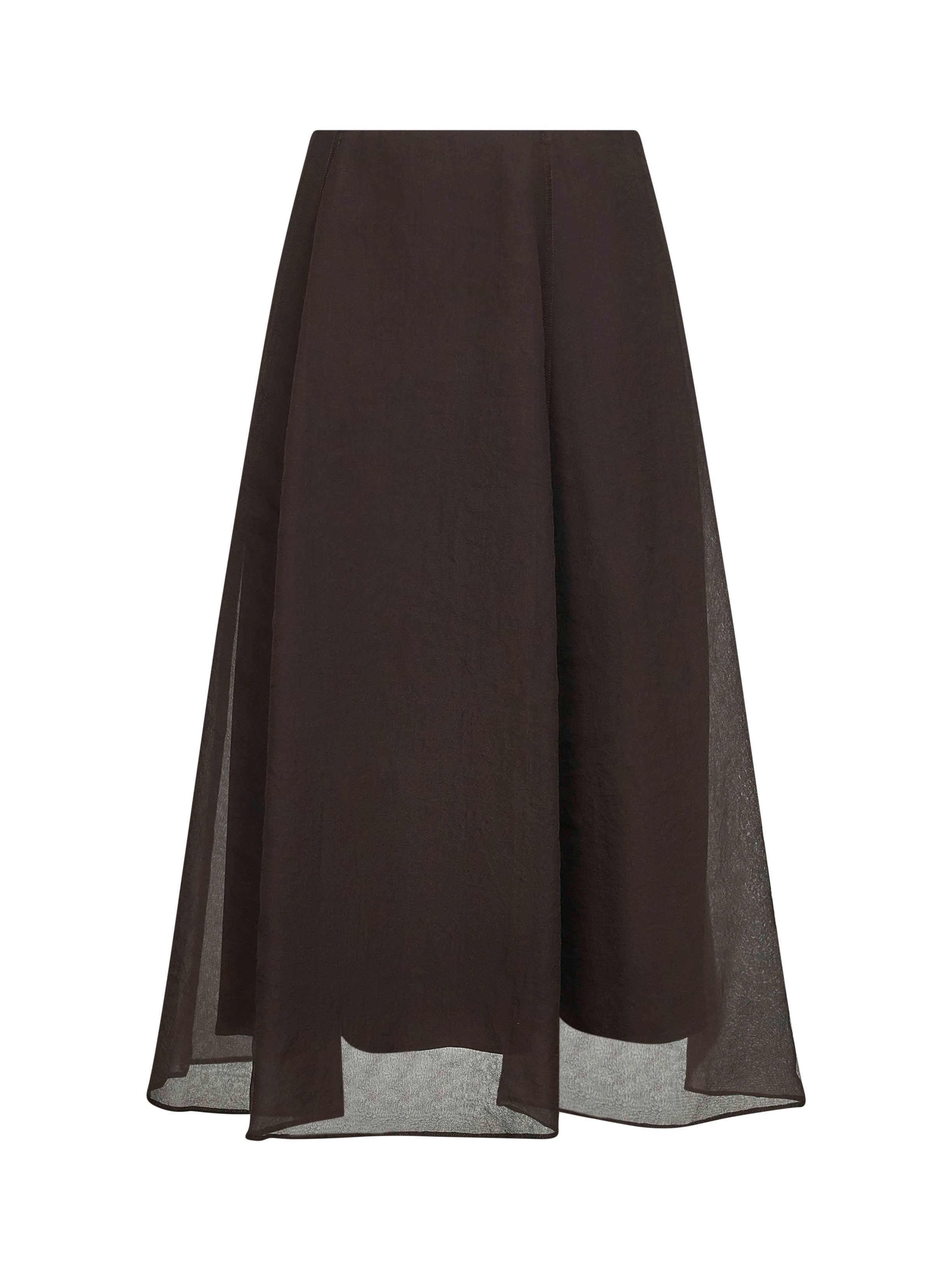 Brunello Cucinelli Women Brown Crispy Silk Circle Skirt - 1