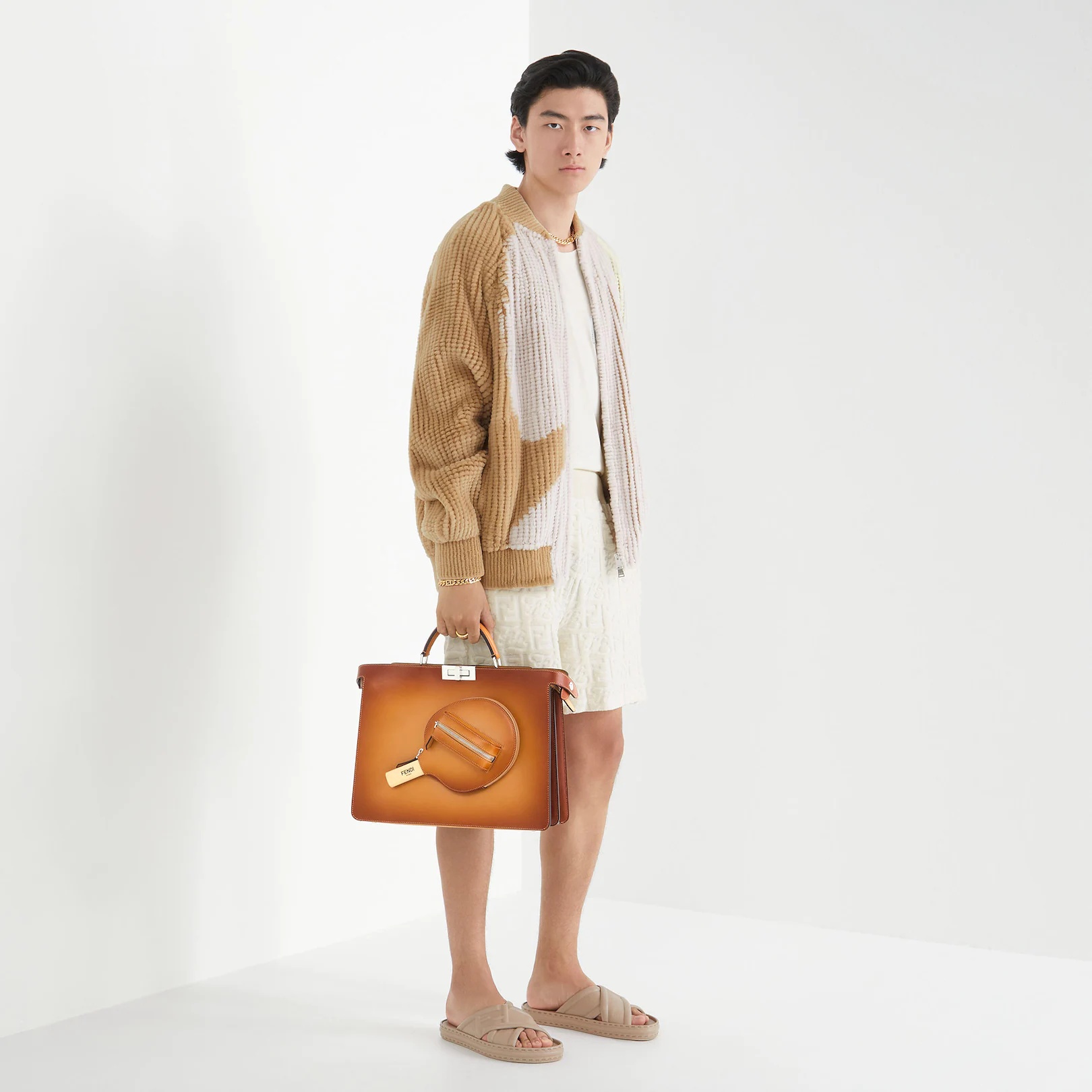 Beige leather racket carrier - 7