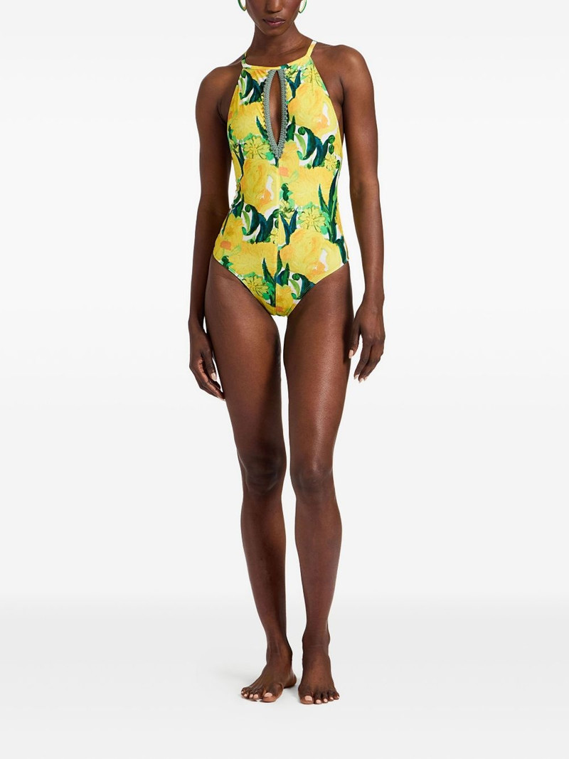 La DoubleJ floral-print halter swimsuit outlook