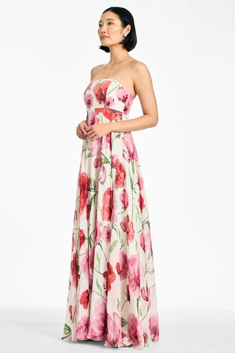EMBELLISHED AMES GOWN - GRANDE WATERCOLOR POPPIES 4