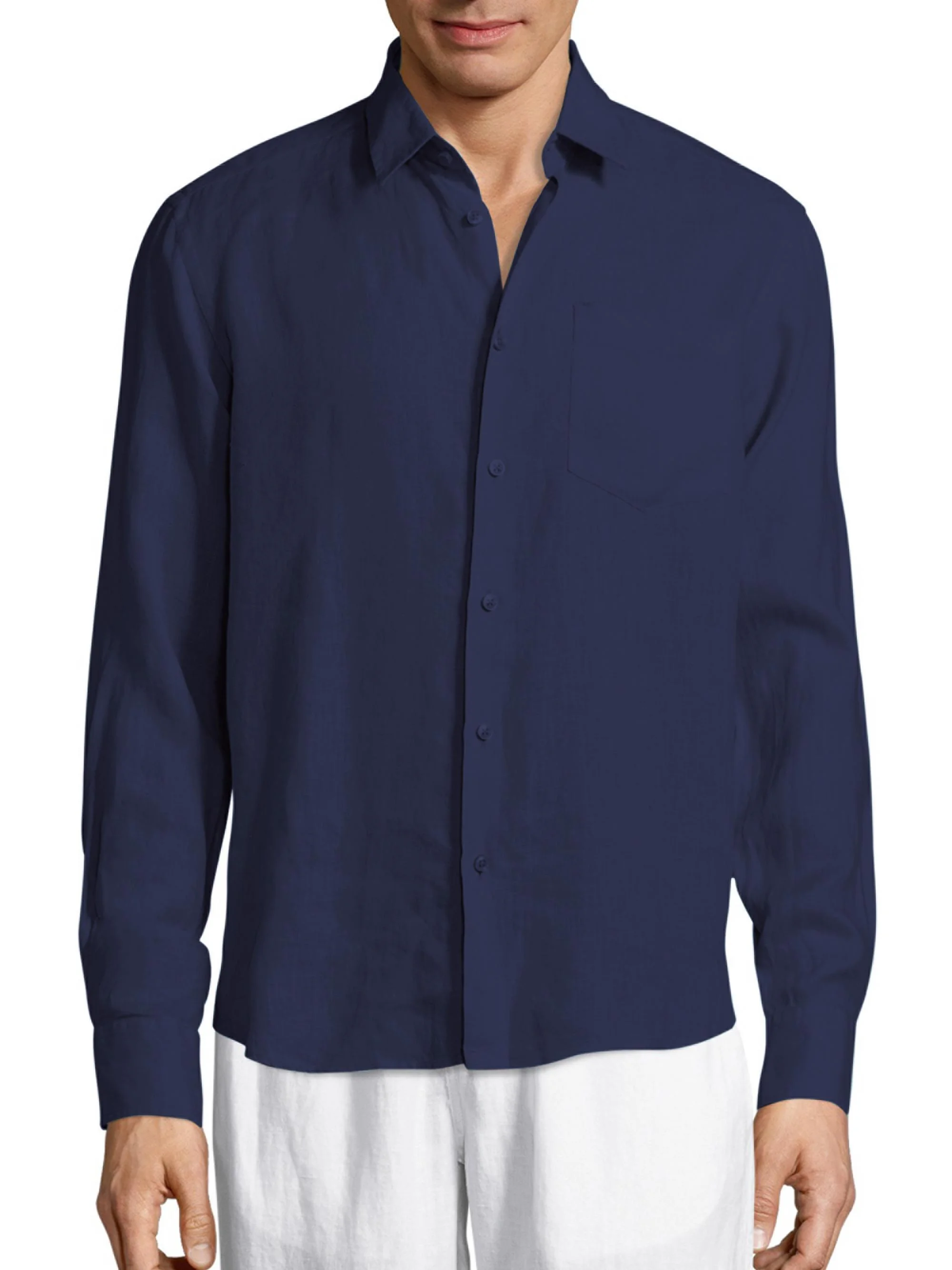 Men's Lagoon Linen Shirt - Navy - 1