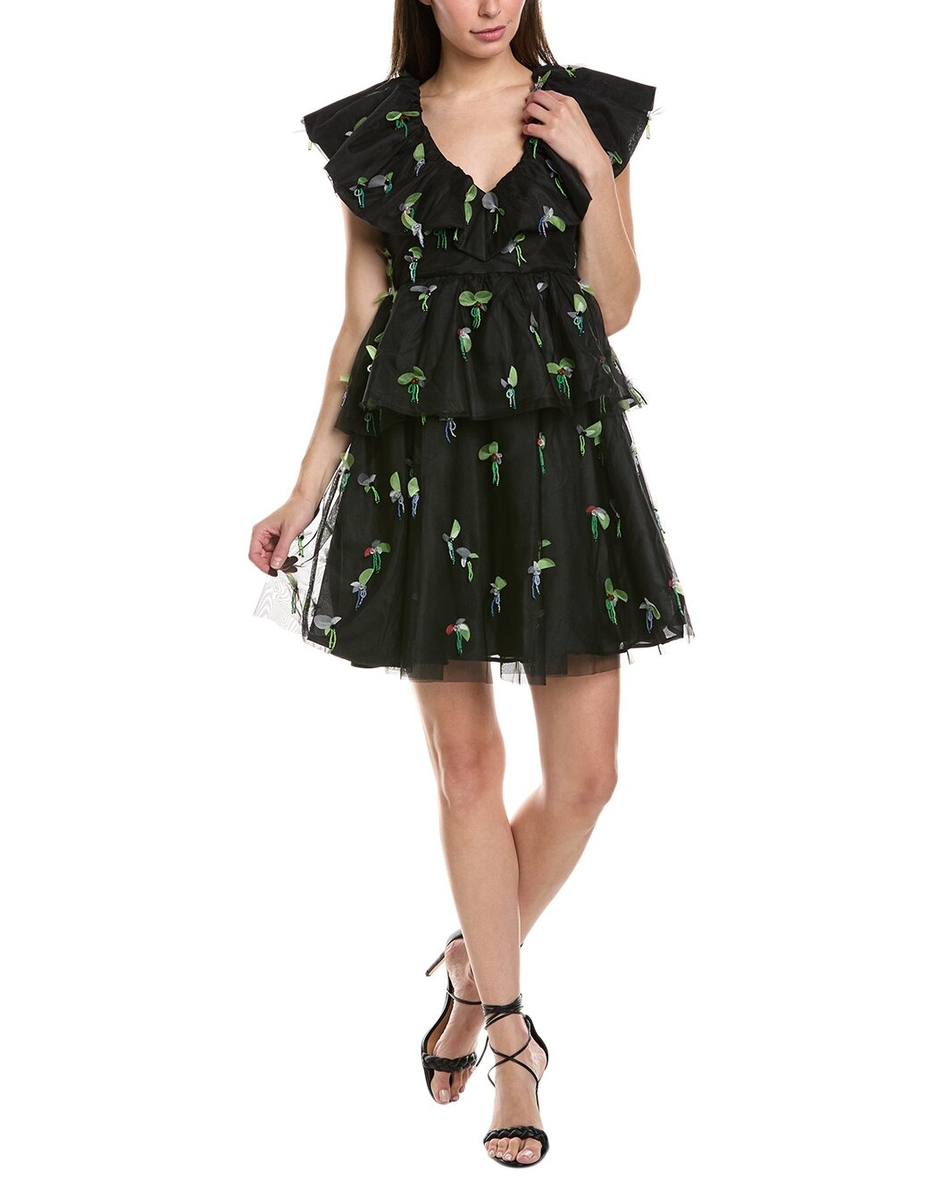 GANNI Tiered Mesh Mini Dress - 1