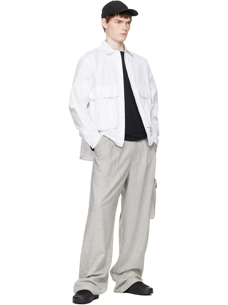 REESE COOPER® Gray Wool Herringbone Pleated Cargo Pants outlook