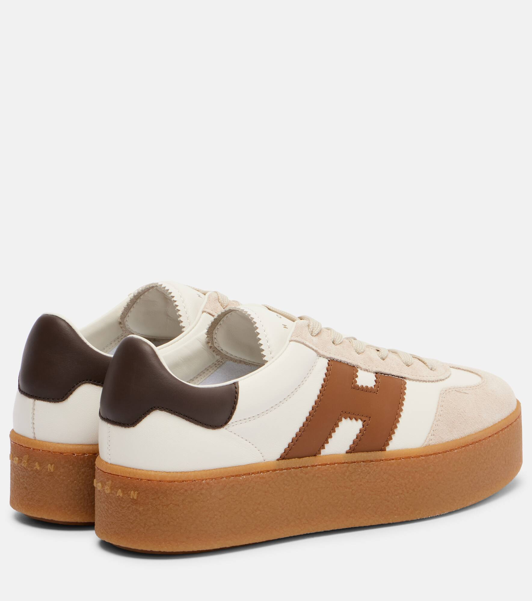 H681 leather and suede platform sneakers - 2