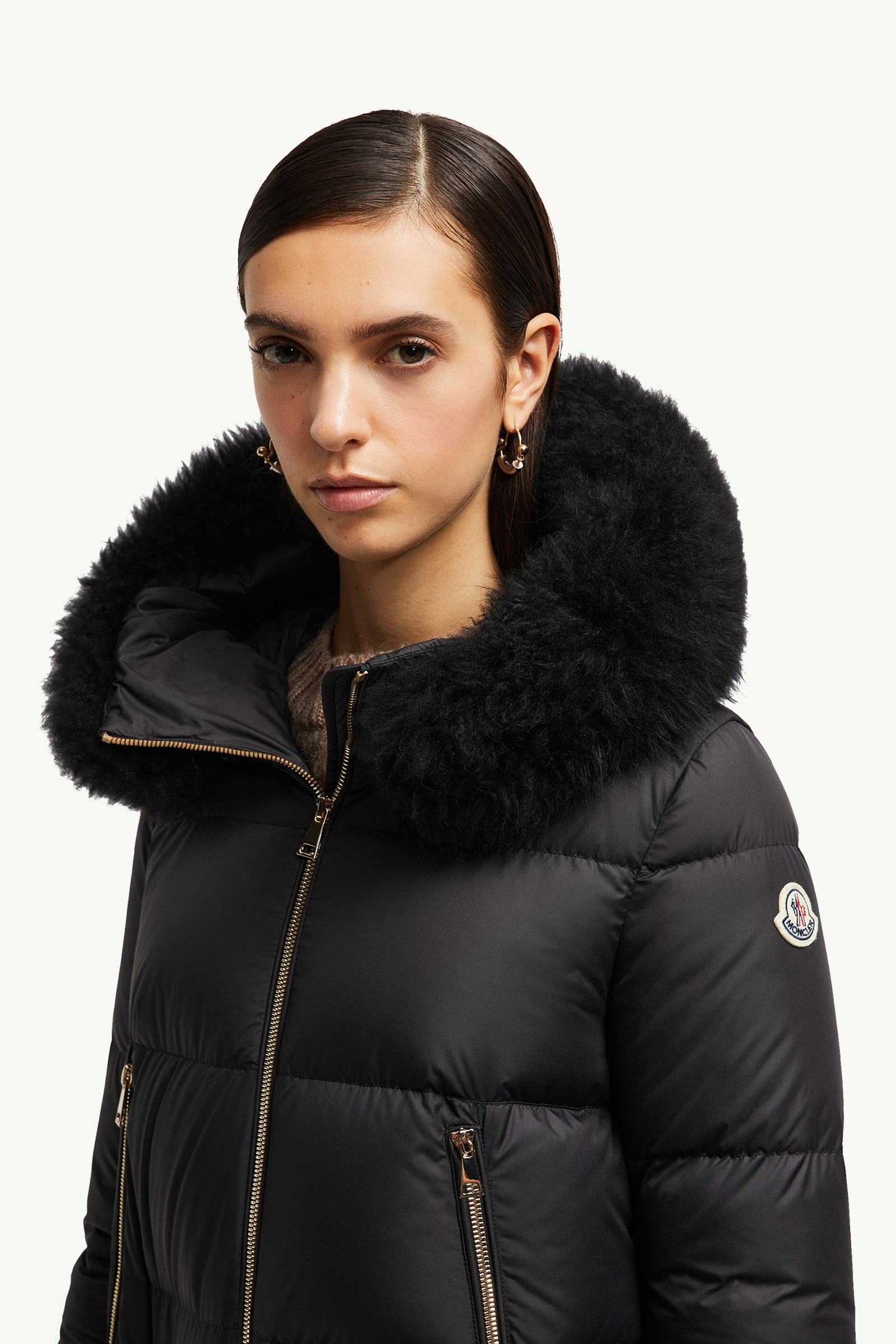 Laichefur Hooded Shearling-Trimmed Short Down Jacket - 4