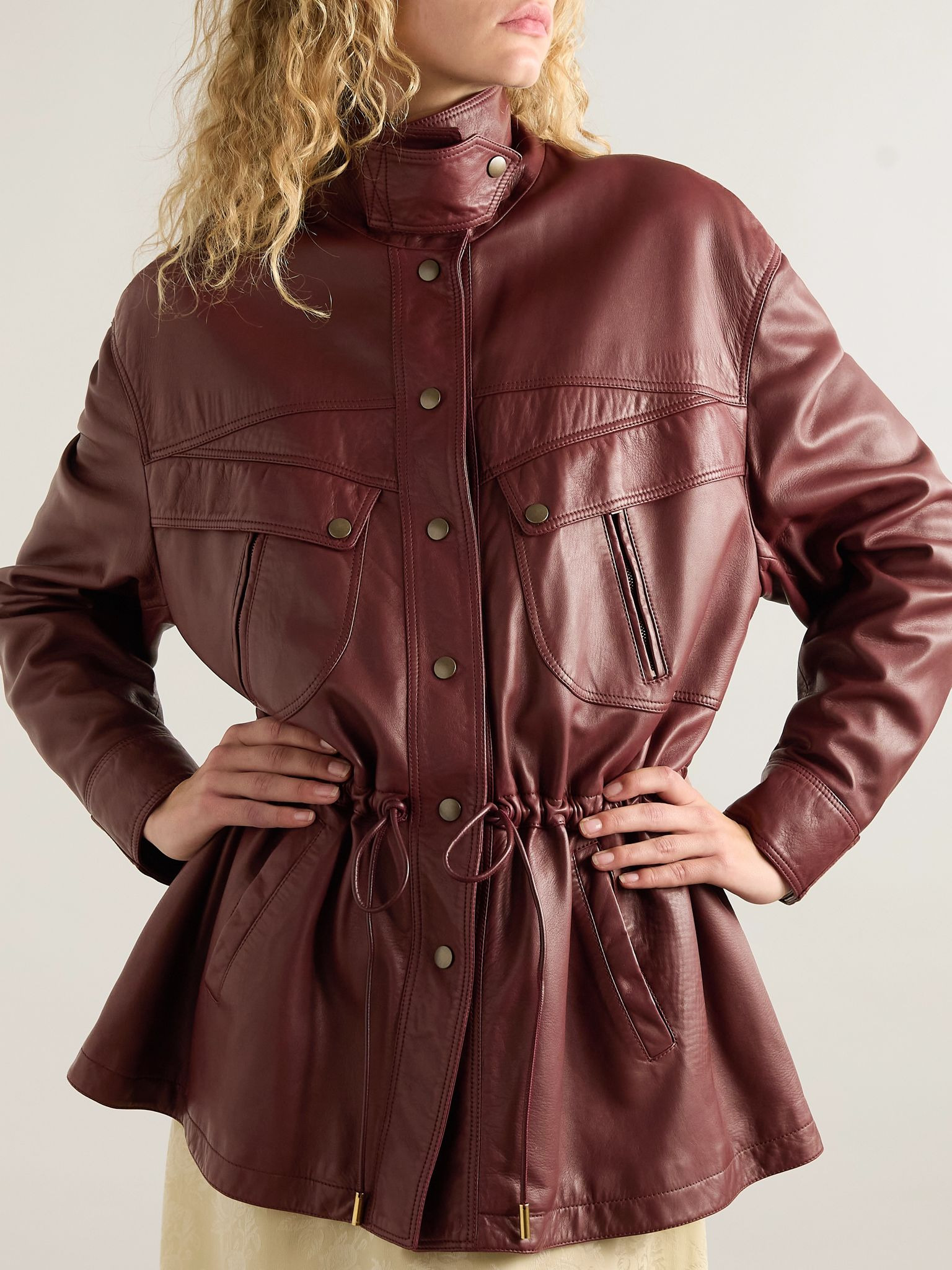 Leather jacket Burgundy - 3